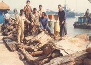 Excavation of old wooden jetty at Kasara Channel for MDL. By 
underwater drillling of hol